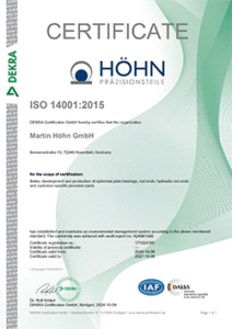DEKRA certificate ISO 14001:2015